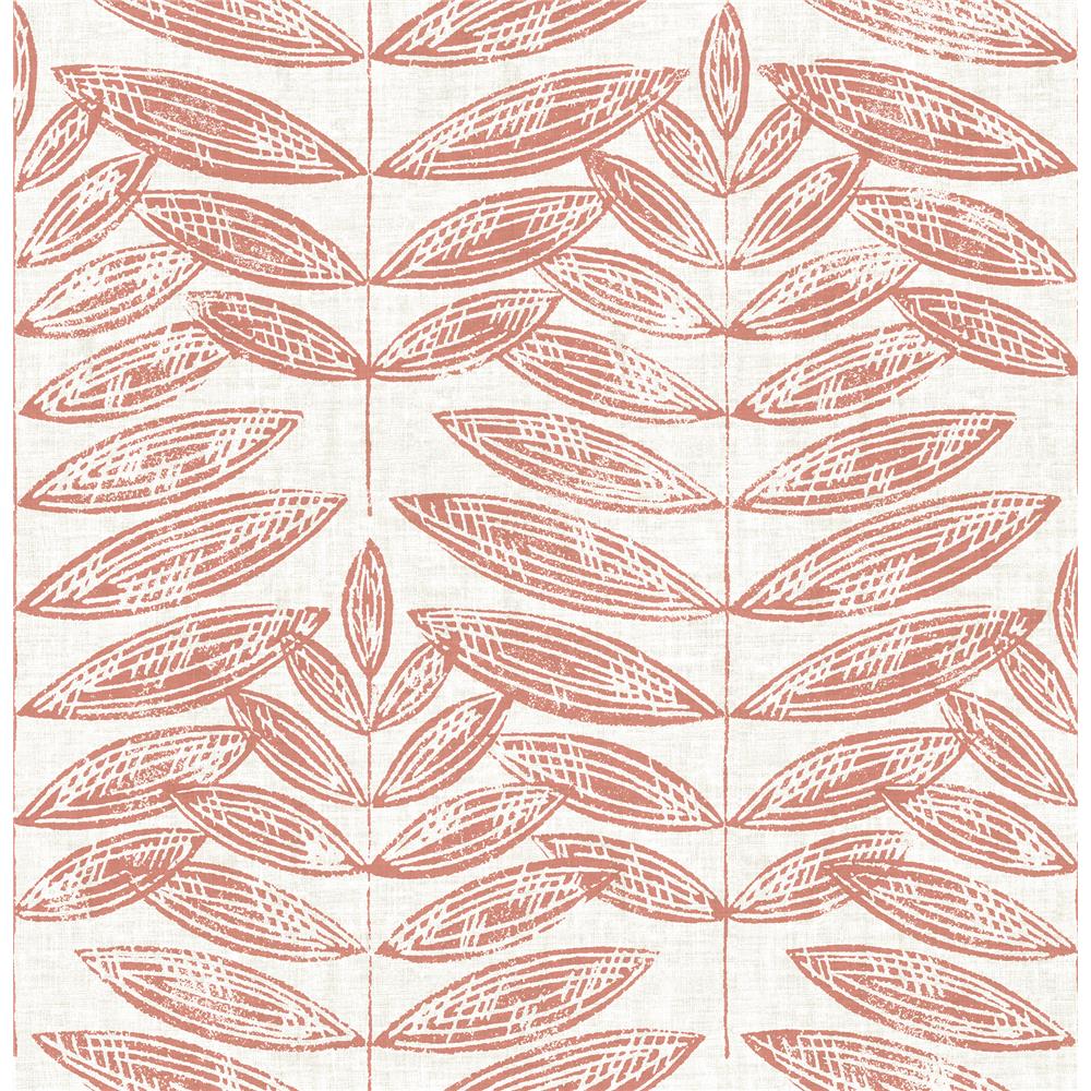 A-Street Prints by Brewster 2821-25103 Folklore Akira Coral Leaf Wallpaper