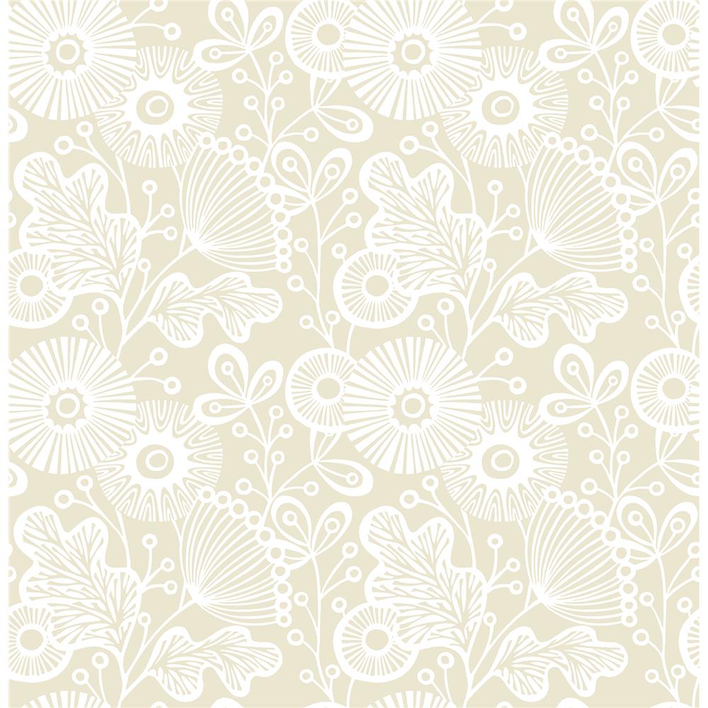 A-Street Prints by Brewster 2821-25108 Folklore Ana Cream Floral Wallpaper
