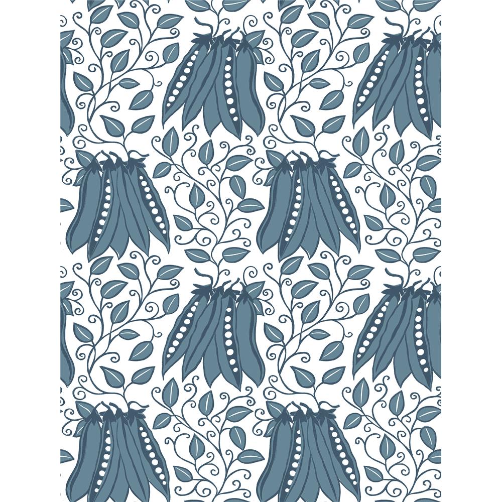 A-Street Prints by Brewster 2821-25118 Folklore Peas in a Pod Teal Garden Wallpaper