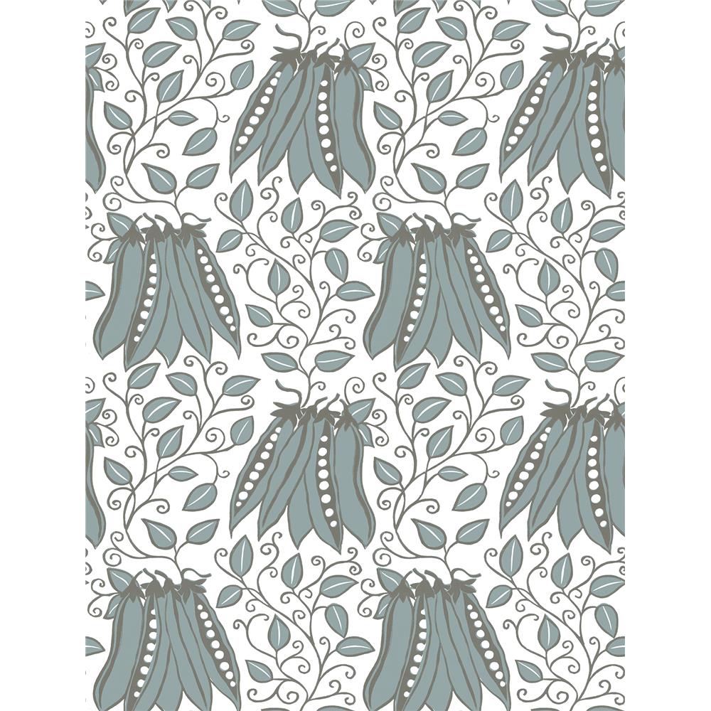 A-Street Prints by Brewster 2821-25121 Folklore Peas in a Pod Turquoise Garden Wallpaper