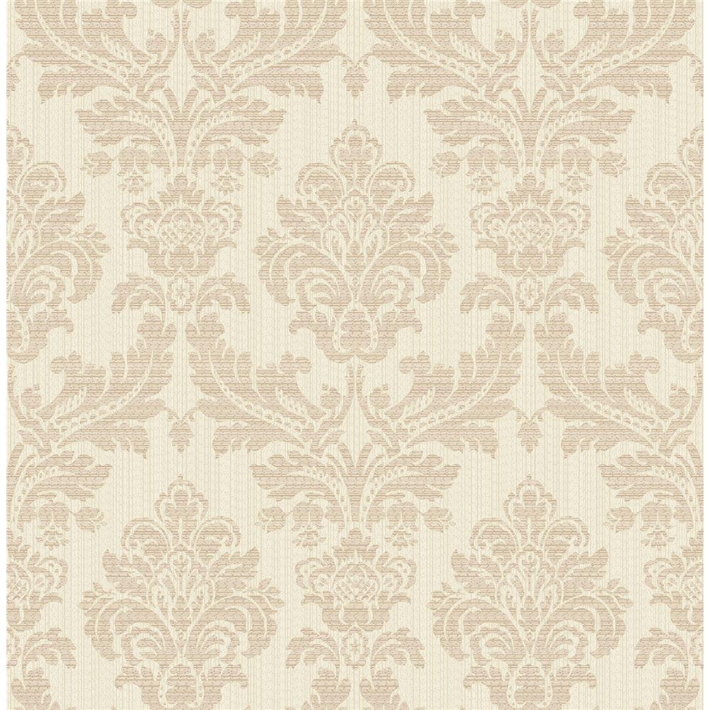 Advantage by Brewster 2834-25060 Advantage Metallic Piers Rose Gold Texture Damask Wallpaper