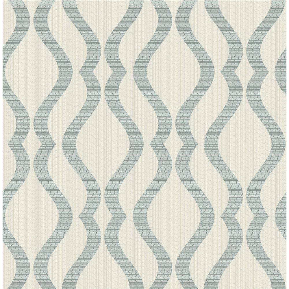 Advantage by Brewster 2834-25066 Advantage Metallic Yves Teal Ogee Wallpaper
