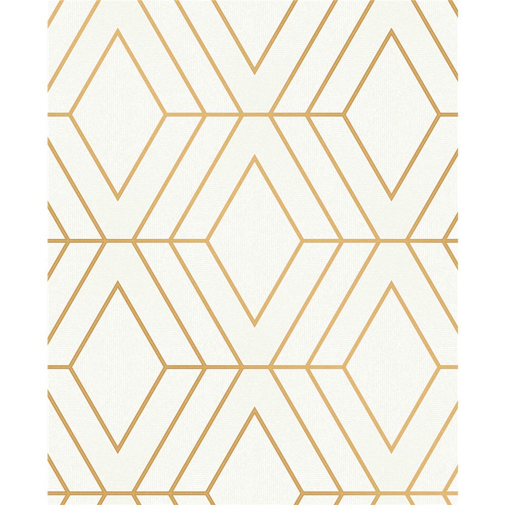 Advantage by Brewster 2834-42344 Advantage Metallic Adaline Off-white Geometric Wallpaper