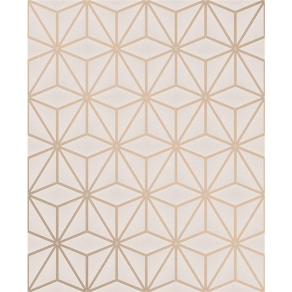 Advantage by Brewster 2834-42346 Advantage Metallic Augustin Rose Gold Geometric Wallpaper