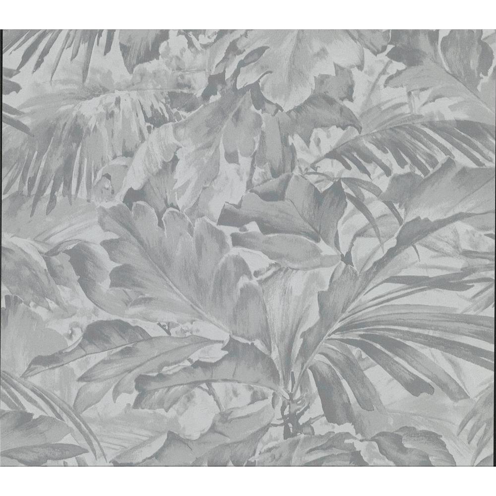 Advantage by Brewster 2834-529241 Advantage Metallic Boyce Grey Botanical Wallpaper