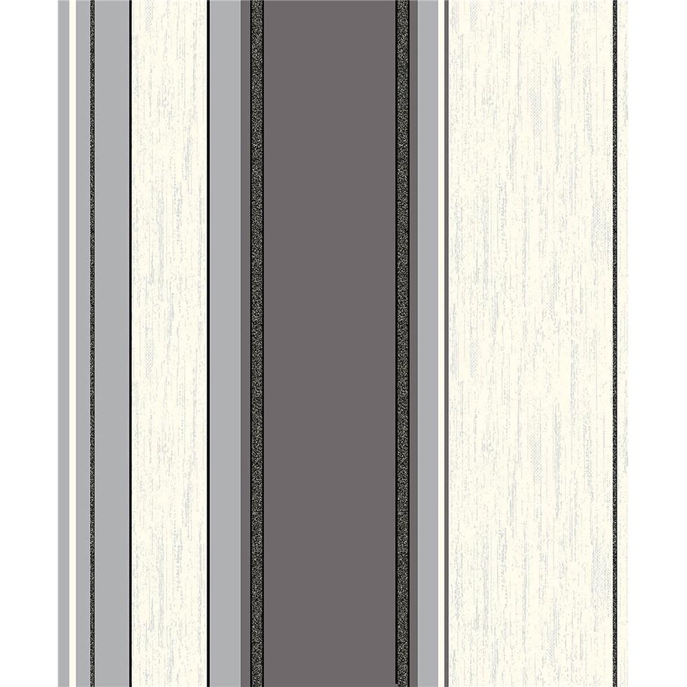 Advantage by Brewster 2834-M0785 Advantage Metallic Mirabelle Black Stripe Wallpaper