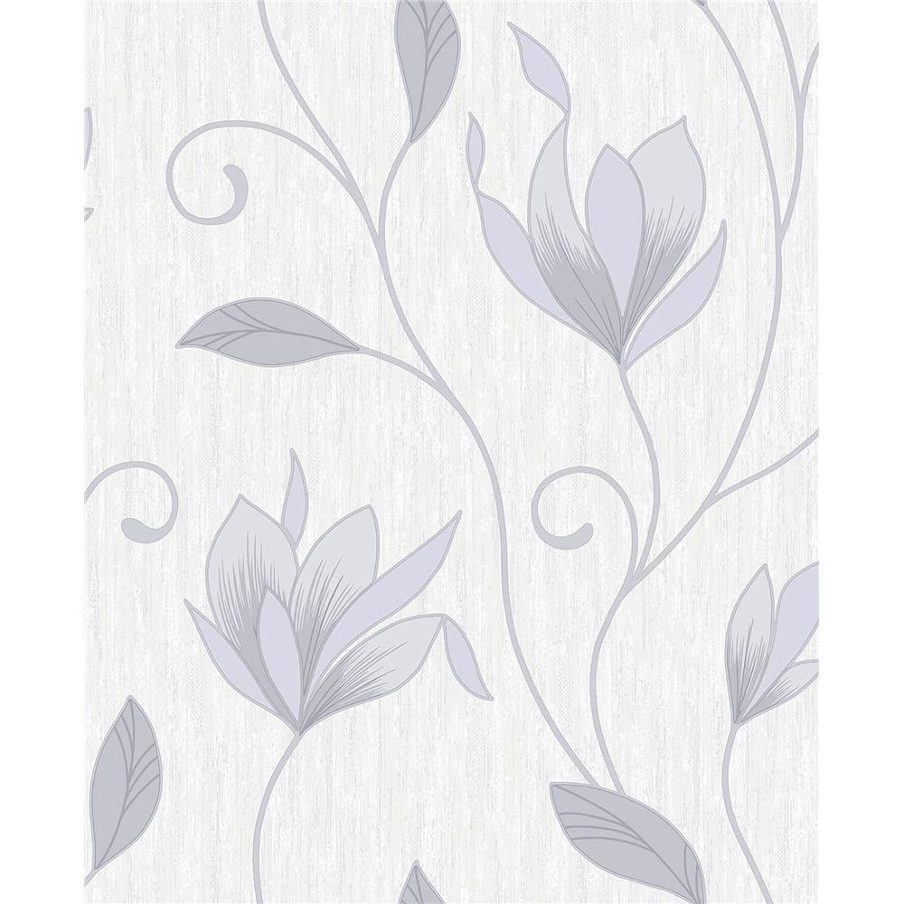 Advantage by Brewster 2834-M0852 Advantage Metallics Anais Grey Floral Trails Wallpaper