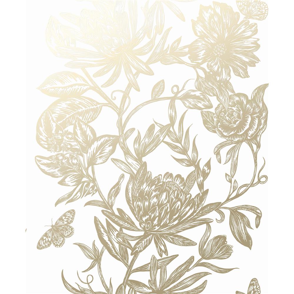 Advantage by Brewster 2834-M1474 Advantage Metallics Marquis Gold Floral Wallpaper