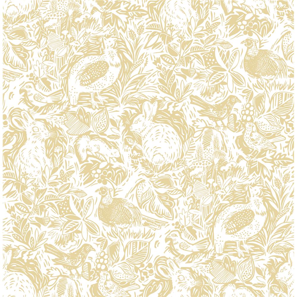 A-Street Prints by Brewster 2861-25727 Revival Mustard Fauna Wallpaper