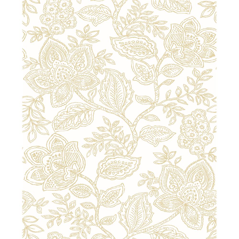 A-Street Prints by Brewster 2861-25732 Larkin Khaki Floral Wallpaper