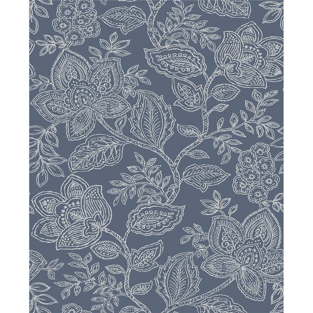 A-Street Prints by Brewster 2861-25734 Larkin Blue Floral Wallpaper