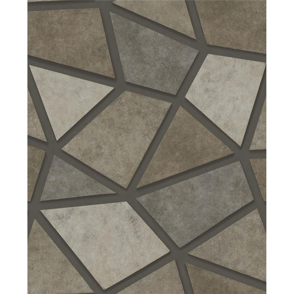 Fine Décor by Brewster 2900-25348 Coty Brown Mosaic Wallpaper