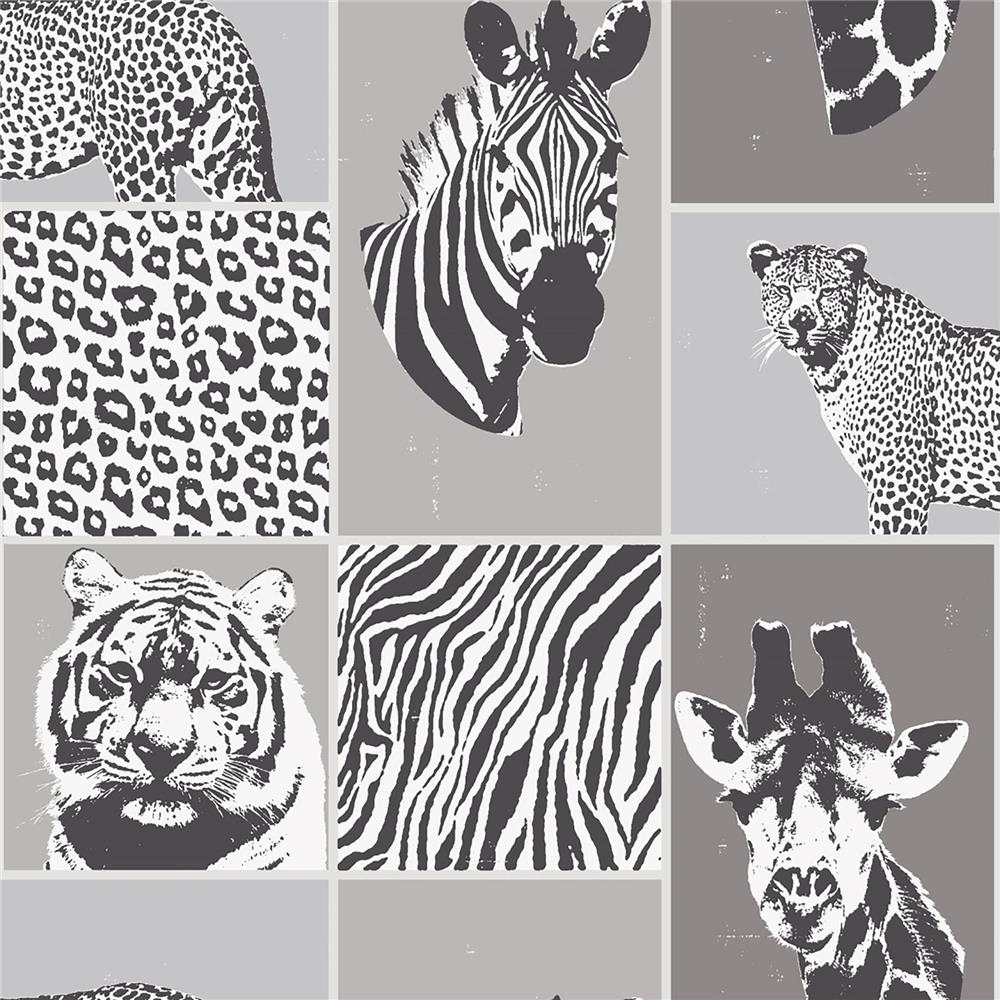 Fine Décor by Brewster 2900-41919 Zoya Grey Safari Wallpaper