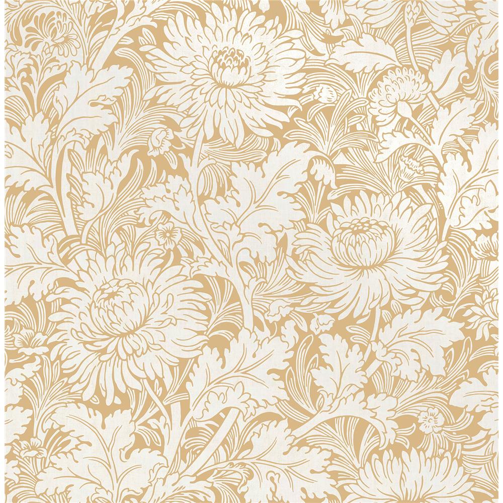 Fine Décor by Brewster 2900-42528 Zinnia Mustard Floral Wallpaper