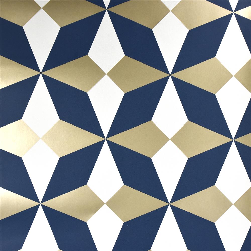 Brewster 2900-42548 Medley Newby Navy Geometric Wallpaper