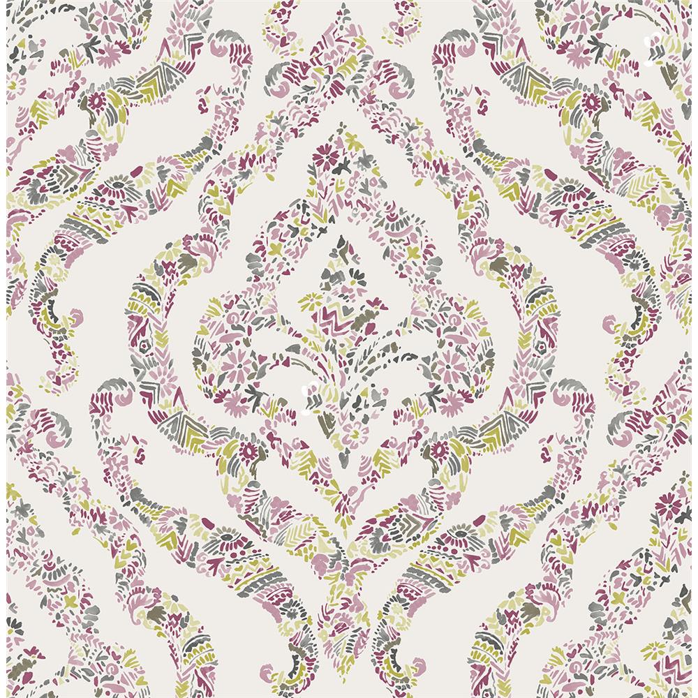 A-Street Prints by Brewster 2901-25402 Featherton Pink Floral Damask Wallpaper