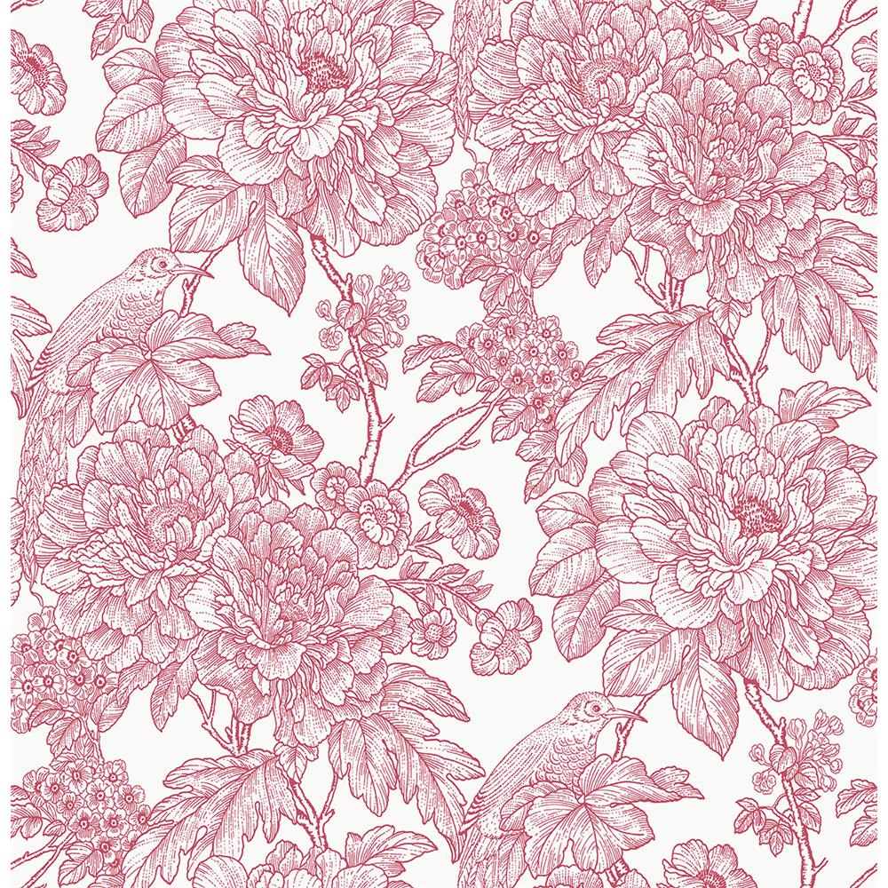 A-Street Prints by Brewster 2901-25410 Birds of Paraside Breeze Red Floral Wallpaper
