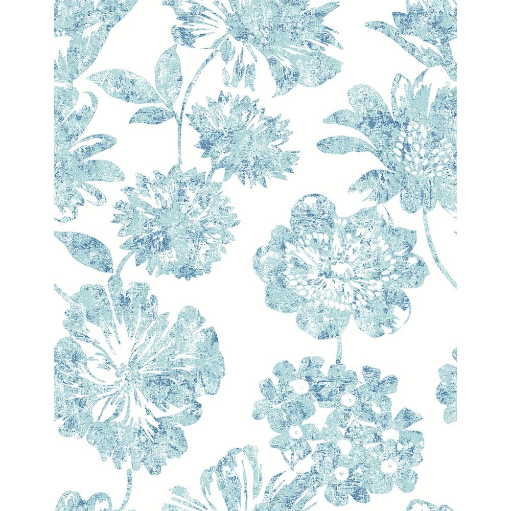 A-Street Prints by Brewster 2901-25415 Folia Blue Floral Wallpaper