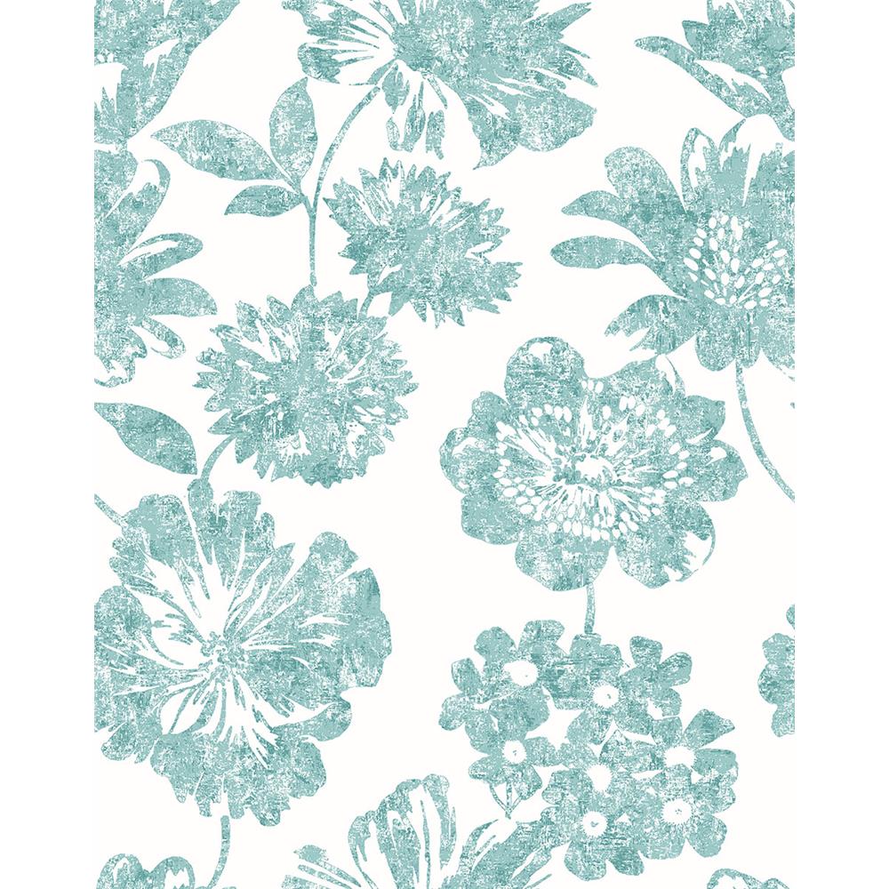 A-Street Prints by Brewster 2901-25418 Folia Aqua Floral Wallpaper