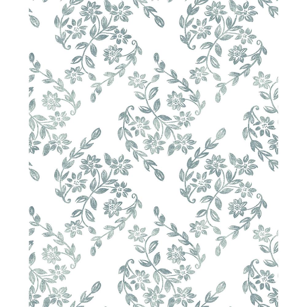 A-Street Prints by Brewster 2901-25431 Arabesque Teal Floral Trail Wallpaper