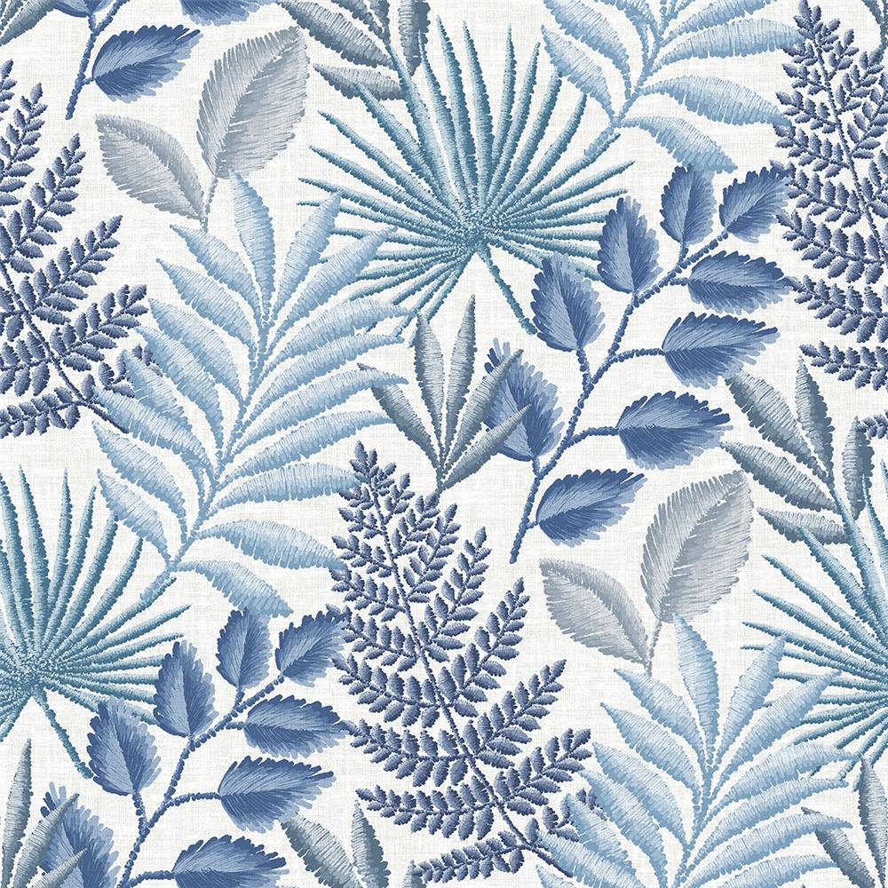 A-Street Prints by Brewster 2901-87505 Palomas Blue Botanical Wallpaper