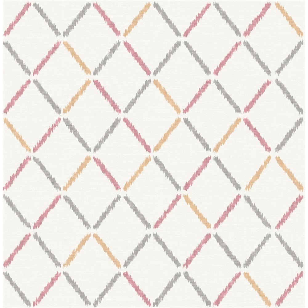 A-Street Prints by Brewster 2902-25536 Theory Allotrope Rose Linen Geometric Wallpaper
