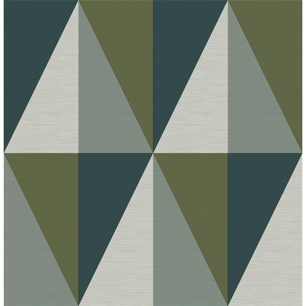 A-Street Prints by Brewster 2902-25537 Theory Aspect Green Geometric Faux Grasscloth Wallpaper
