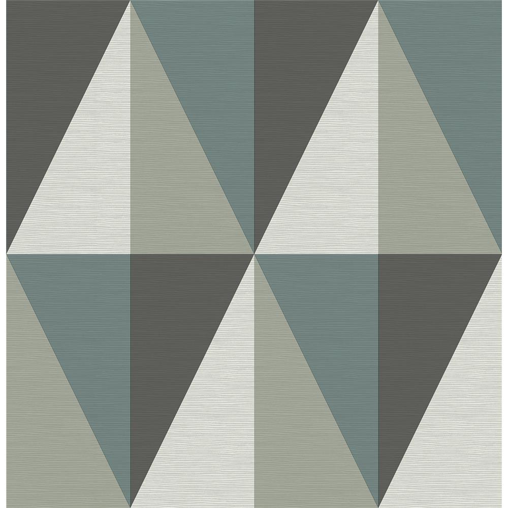 A-Street Prints by Brewster 2902-25539 Theory Aspect Teal Geometric Faux Grasscloth Wallpaper