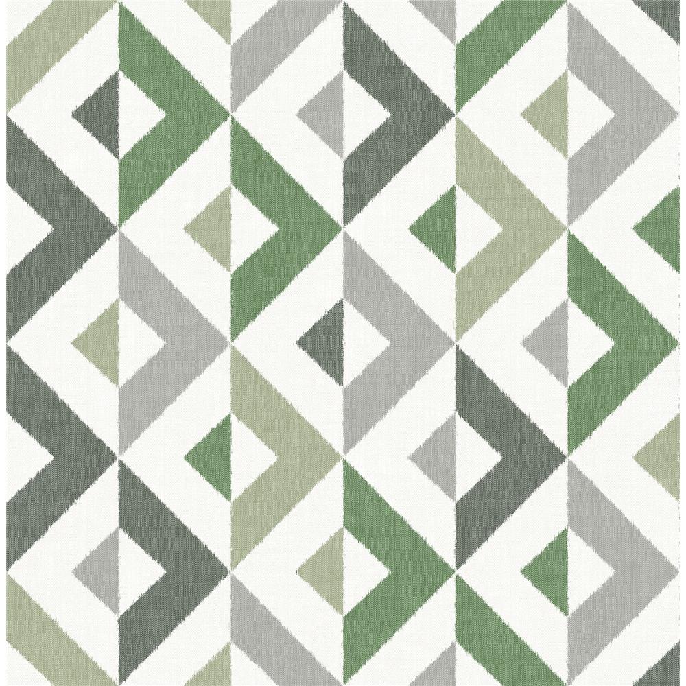 A-Street Prints by Brewster 2902-25543 Theory Seesaw Green Geometric Faux Linen Wallpaper