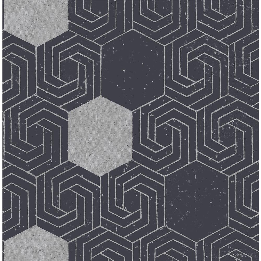 A-Street Prints by Brewster 2902-25547 Theory Momentum Navy Geometric Wallpaper