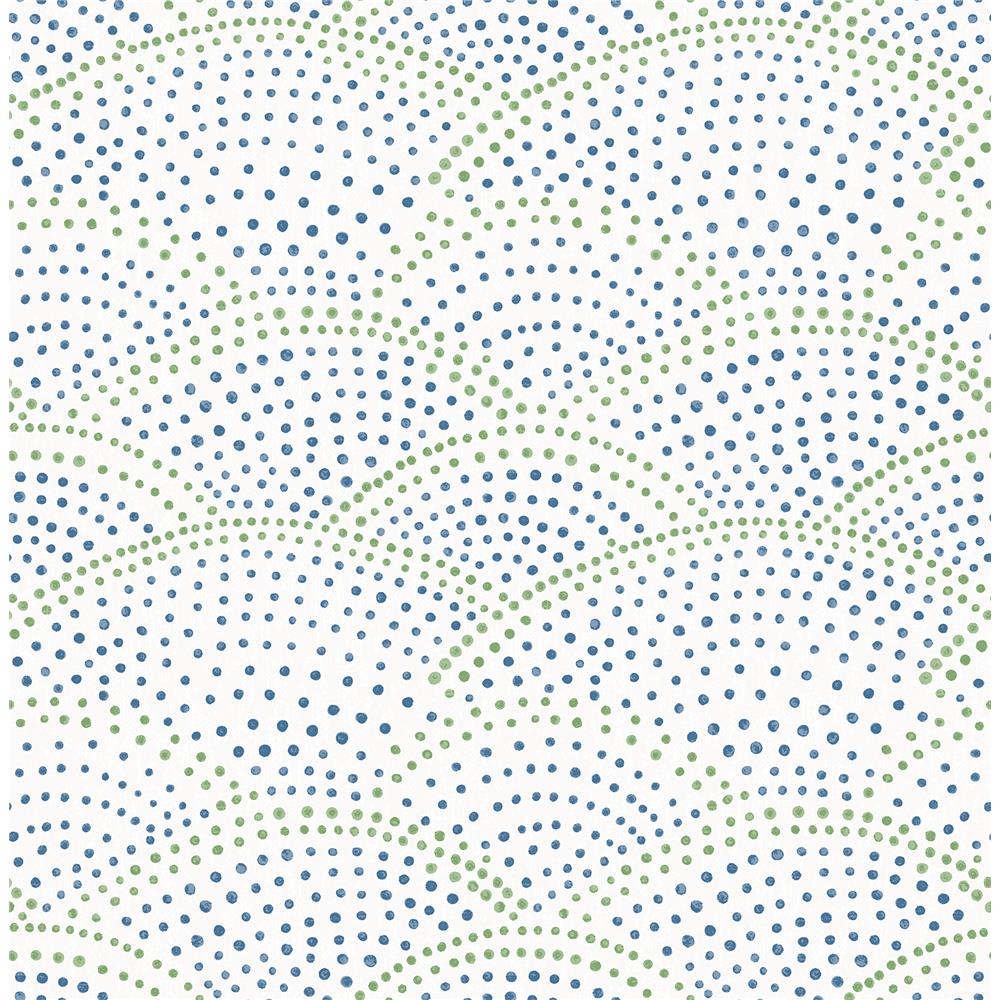 A-Street Prints by Brewster 2903-25800 Bennett Blue Dotted Scallop Wallpaper