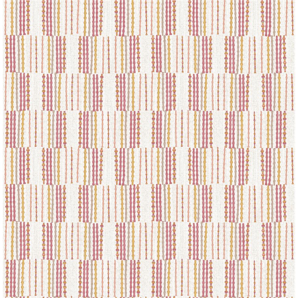A-Street Prints by Brewster 2903-25807 Burgen Orange Geometric Linen Wallpaper