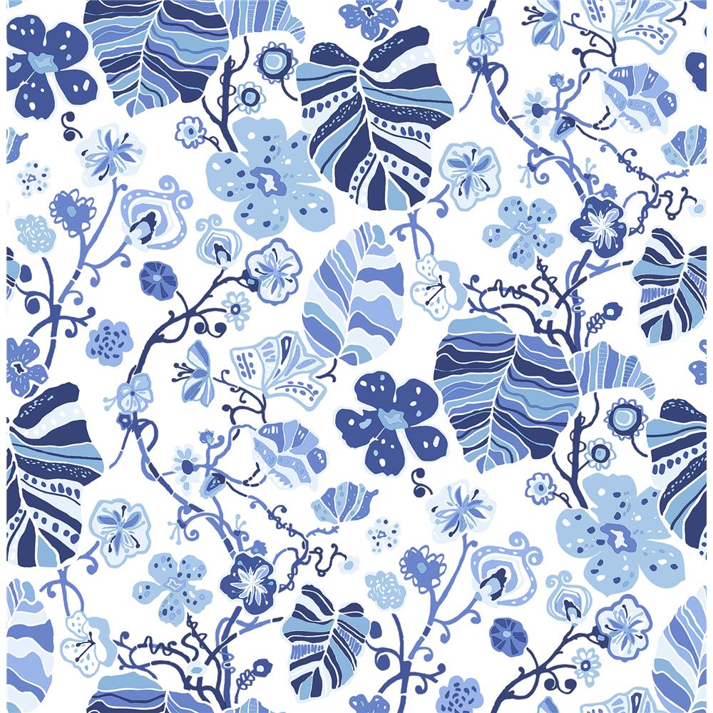 A-Street Prints by Brewster 2903-25810 Gwyneth Indigo Floral Wallpaper