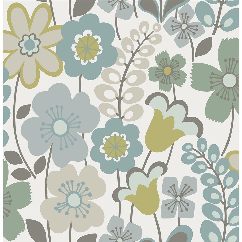 A-Street Prints by Brewster 2903-25827 Piper Green Floral Wallpaper