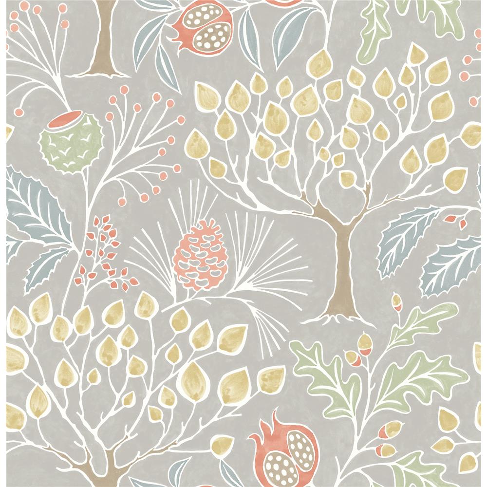 A-Street Prints by Brewster 2903-25829 Shiloh Light Grey Botanical Wallpaper