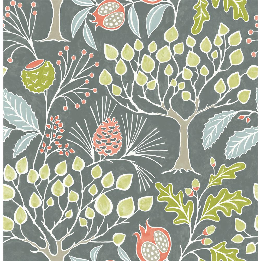 A-Street Prints by Brewster 2903-25831 Shiloh Grey Botanical Wallpaper