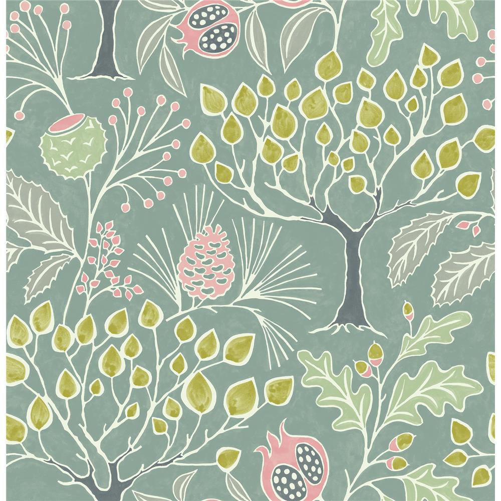 A-Street Prints by Brewster 2903-25832 Shiloh Green Botanical Wallpaper