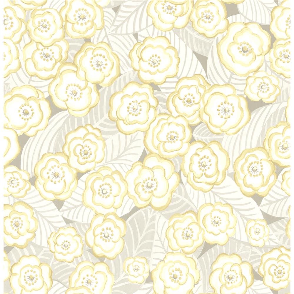 A-Street Prints by Brewster 2903-25834 Emery Light Yellow Floral Wallpaper