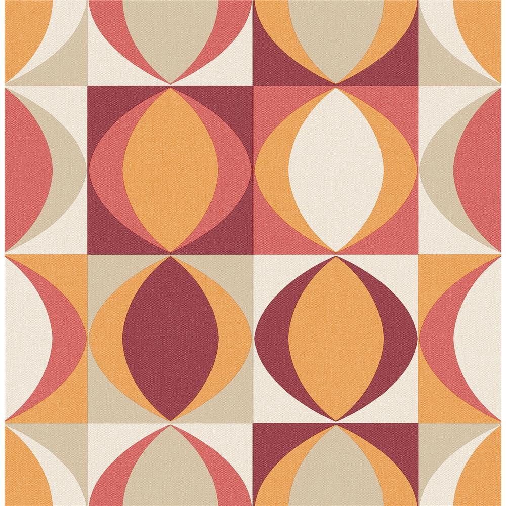 A-Street Prints by Brewster 2903-25842 Archer Red Linen Geometric Wallpaper