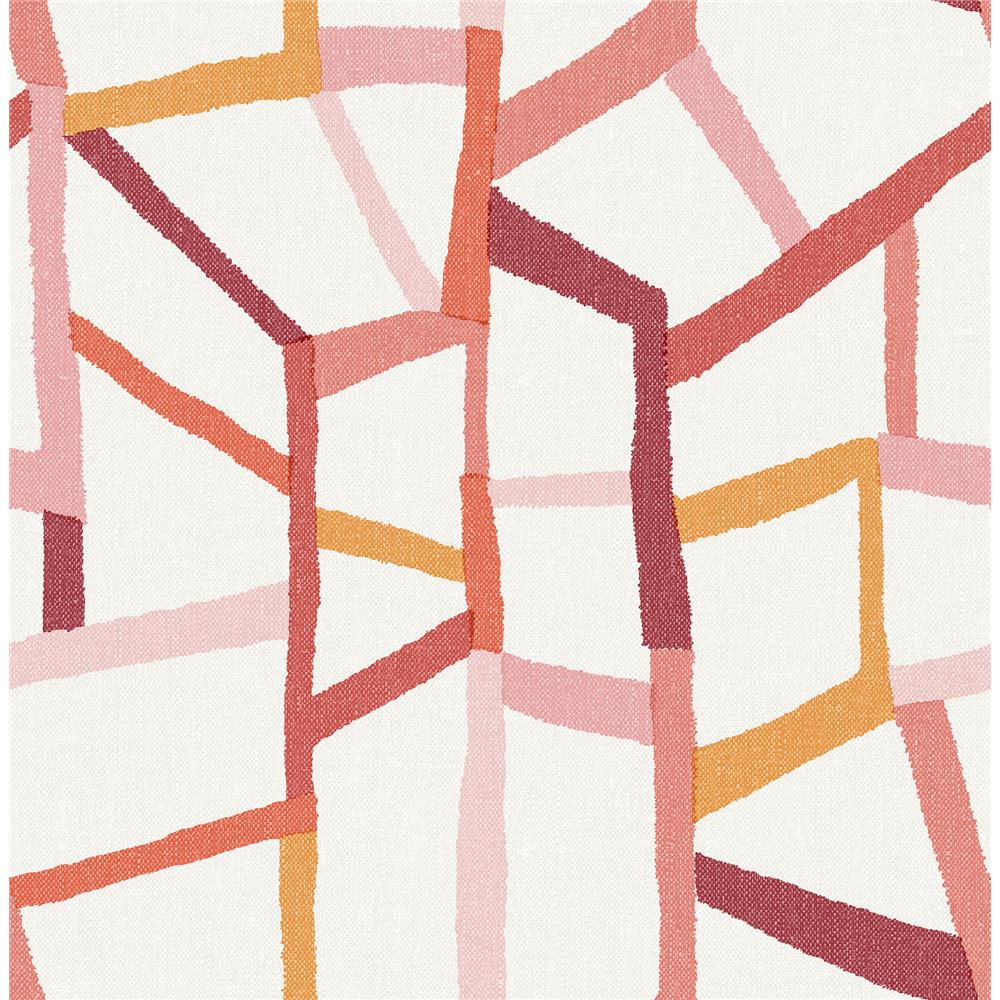 A-Street Prints by Brewster 2903-25846 Tate Pink Geometric Linen Wallpaper