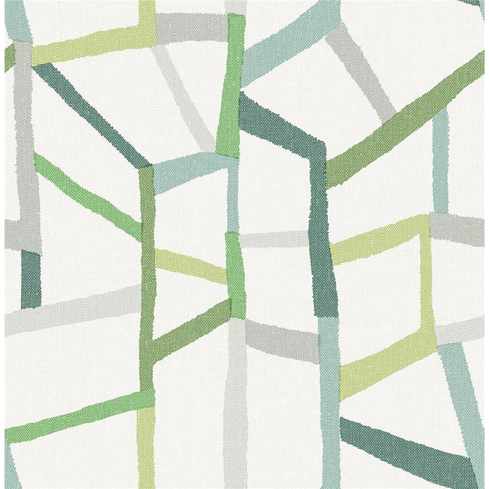 A-Street Prints by Brewster 2903-25847 Tate Green Geometric Linen Wallpaper