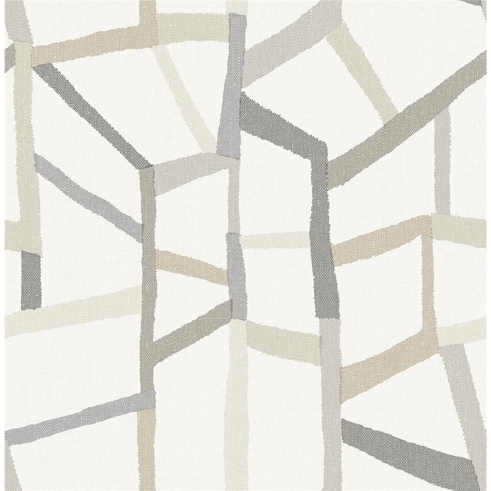 A-Street Prints by Brewster 2903-25848 Tate Grey Geometric Linen Wallpaper