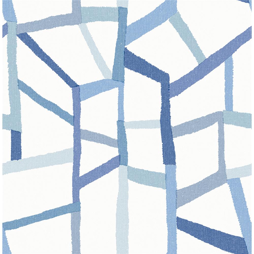 A-Street Prints by Brewster 2903-25849 Tate Blue Geometric Linen Wallpaper