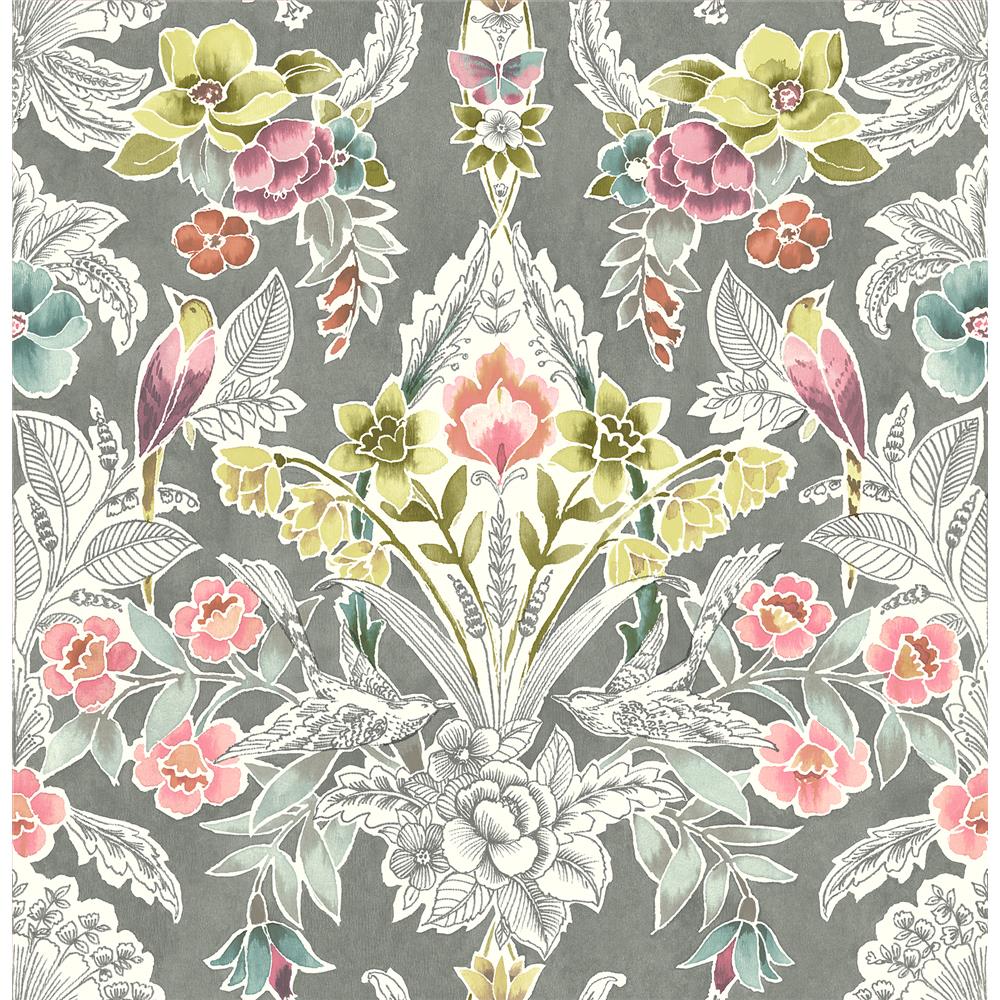 A-Street Prints by Brewster 2903-25860 Vera Multicolor Floral Damask Wallpaper