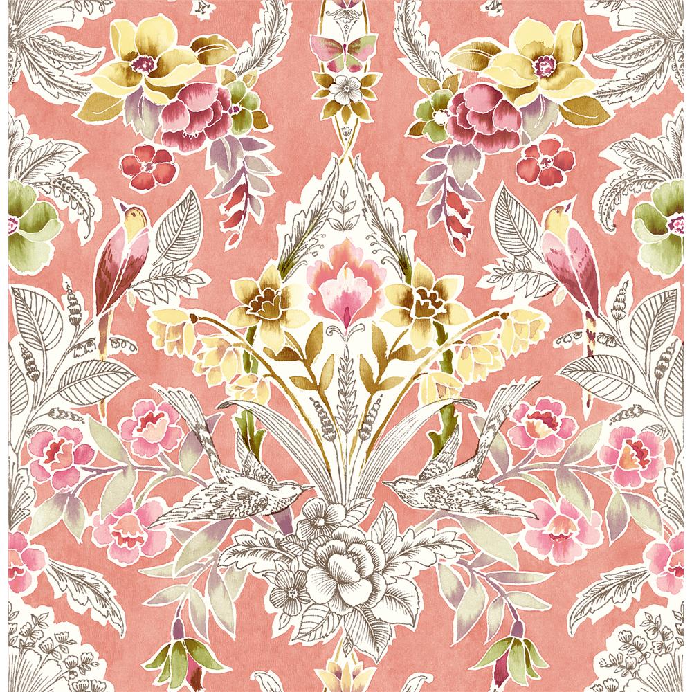 A-Street Prints by Brewster 2903-25861 Vera Pink Floral Damask Wallpaper
