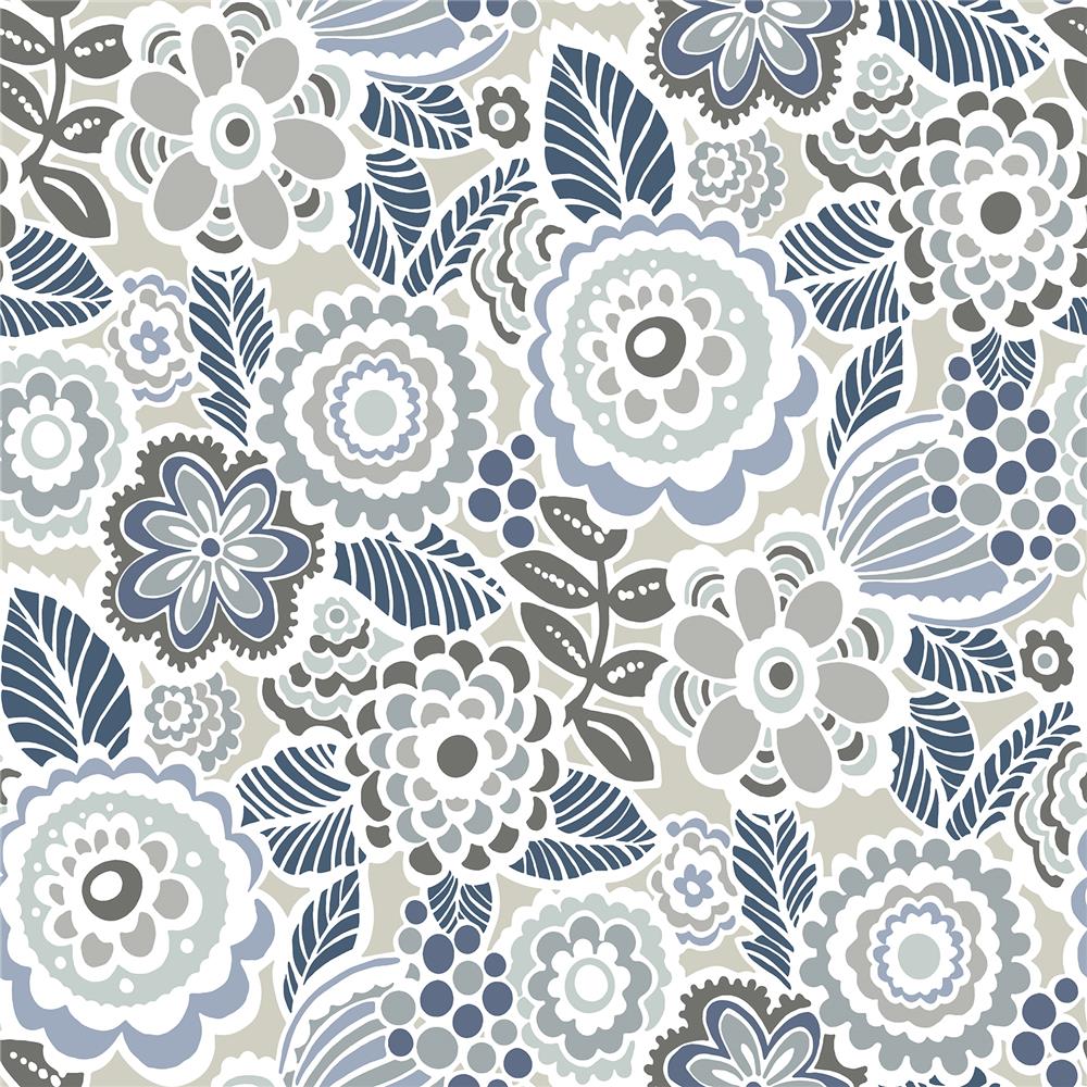 A-Street Prints by Brewster 2903-25864 Lucy Grey Floral Wallpaper