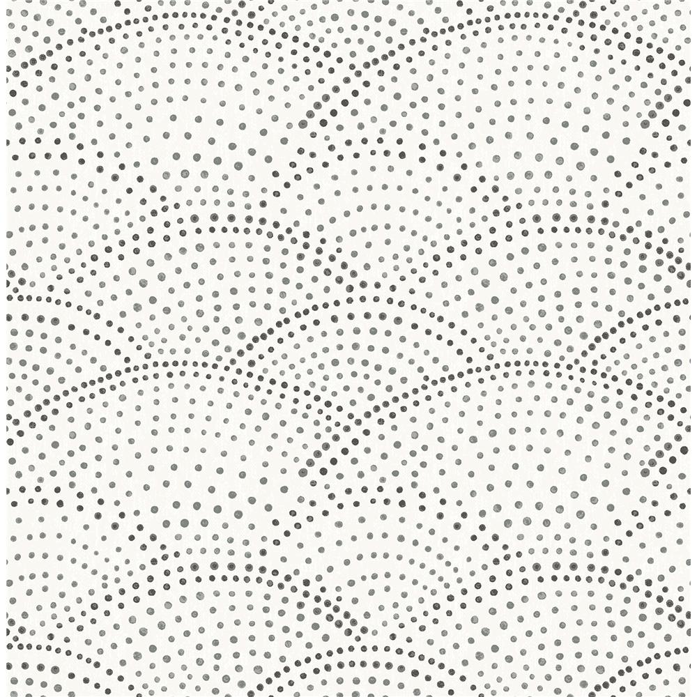 A-Street Prints by Brewster 2903-25870 Bennett Charcoal Dotted Scallop Wallpaper