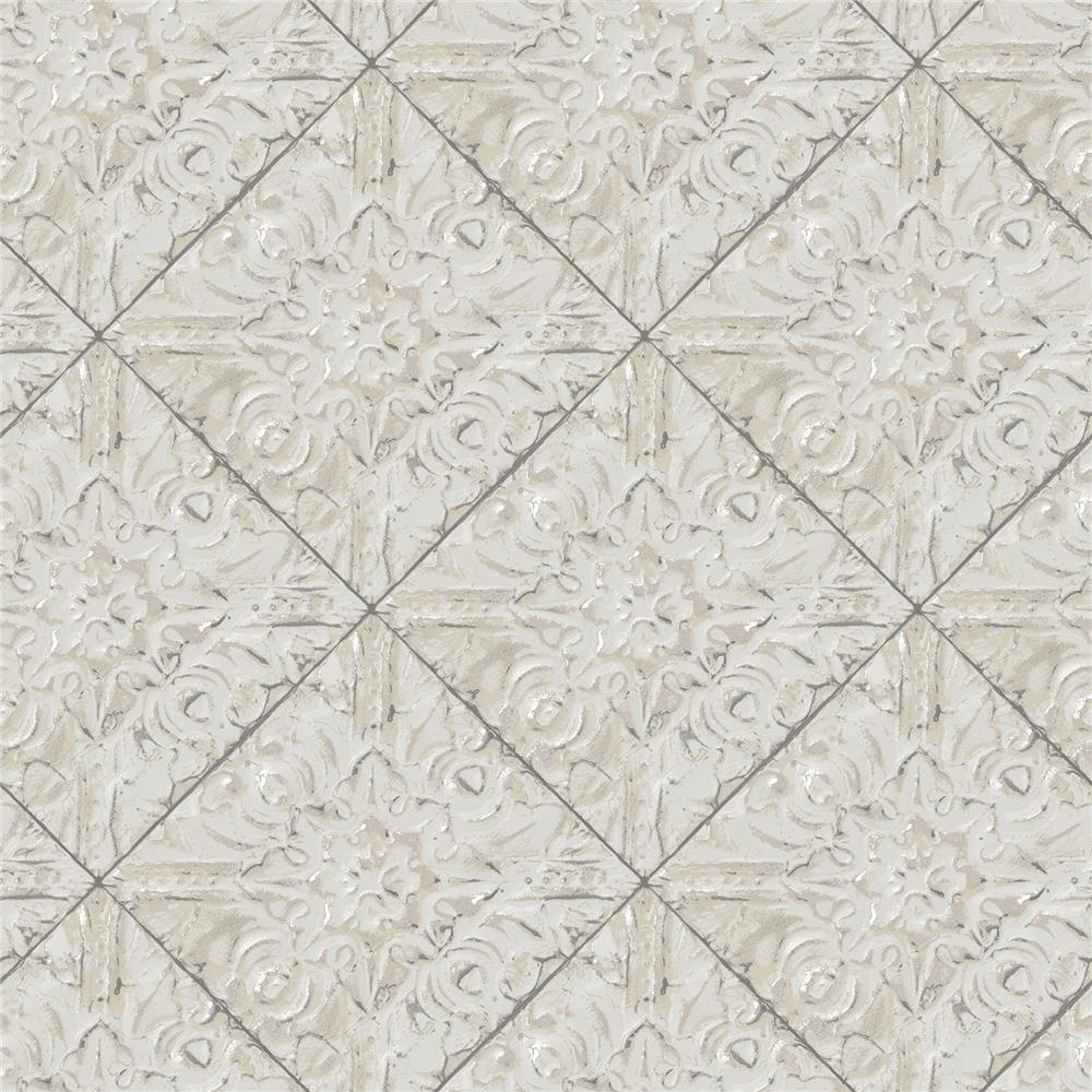 Brewster 2904-13094 Brandi Grey Tin Tile Wallpaper
