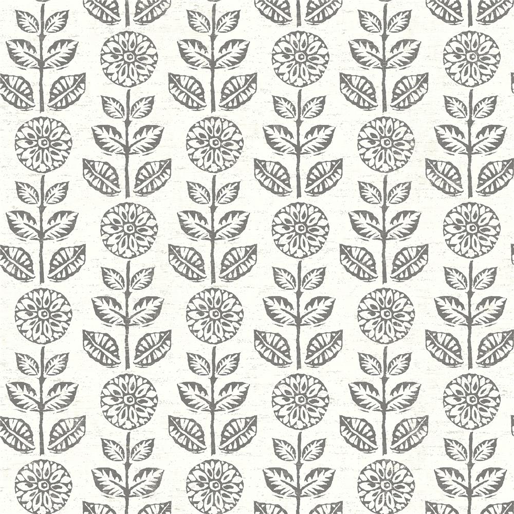 Brewster 2904-13511 Dolly Dark Brown Folk Floral Wallpaper