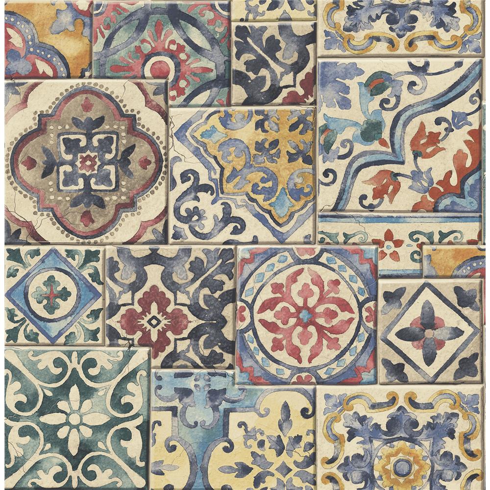 Brewster 2904-22301 Marrakesh Multicolor Global Tiles Wallpaper